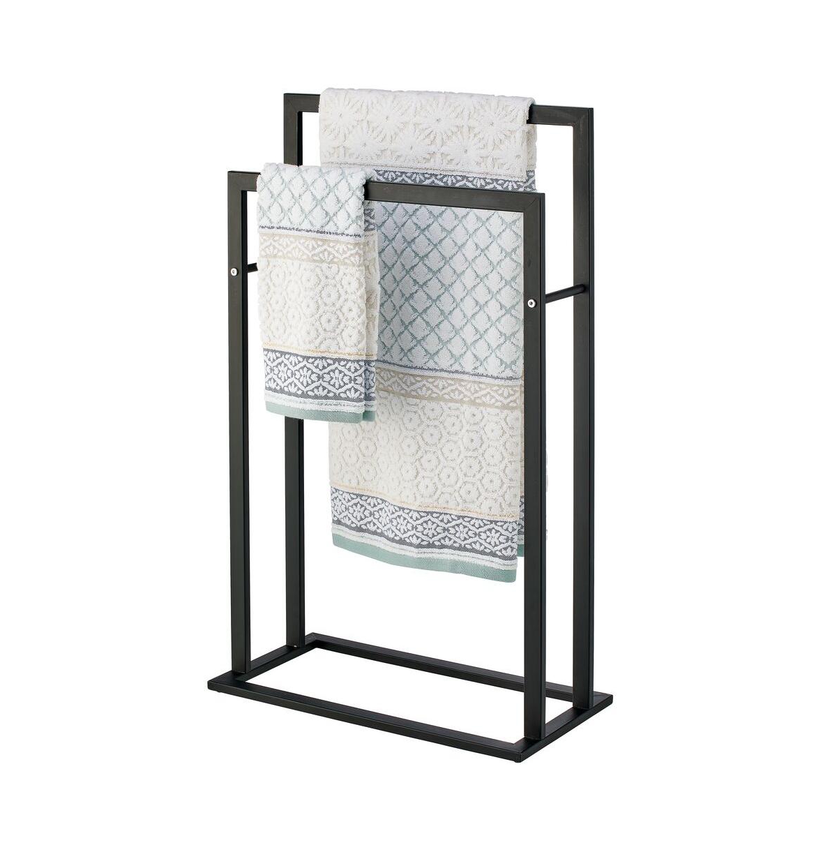 mDesign Metal Tall 2-Tier Free-standing Bathroom Towel Rack