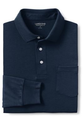 Men's Land's End Long Sleeve Cotton Supima Polo Shirt with Pocket