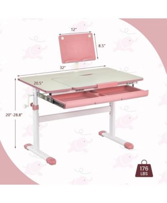 Height-Adjustable Kids Desk Children Study Table with Tilt Desktop &amp; Book Stand