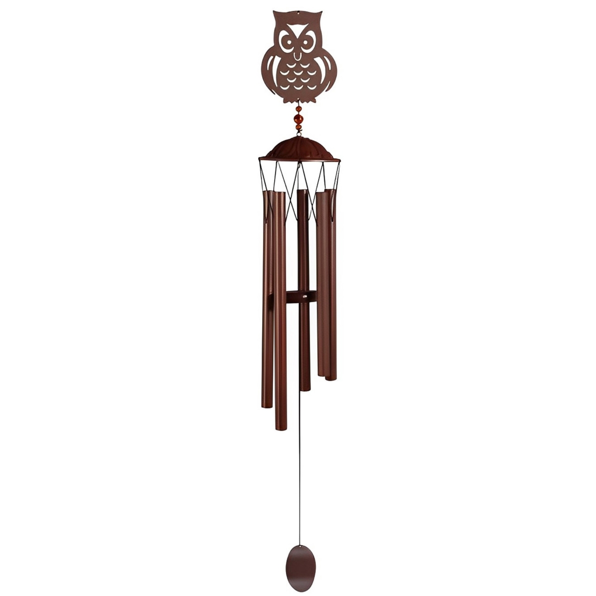 Fc Design Long MetalOwl Silhouette Wind Chime Home Decor Perfect Gift for House Warming, Holidays and Birthdays - Brown