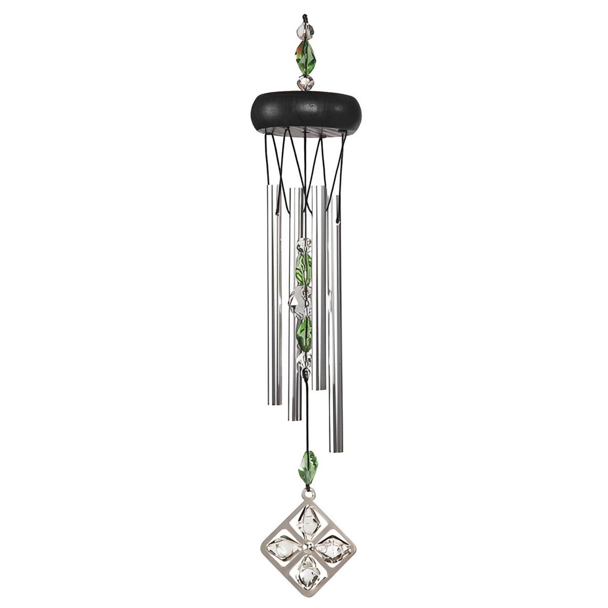 Fc Design LongWooden Top Gem Wind Chime Home Decor Perfect Gift for House Warming, Holidays and Birthdays - Green