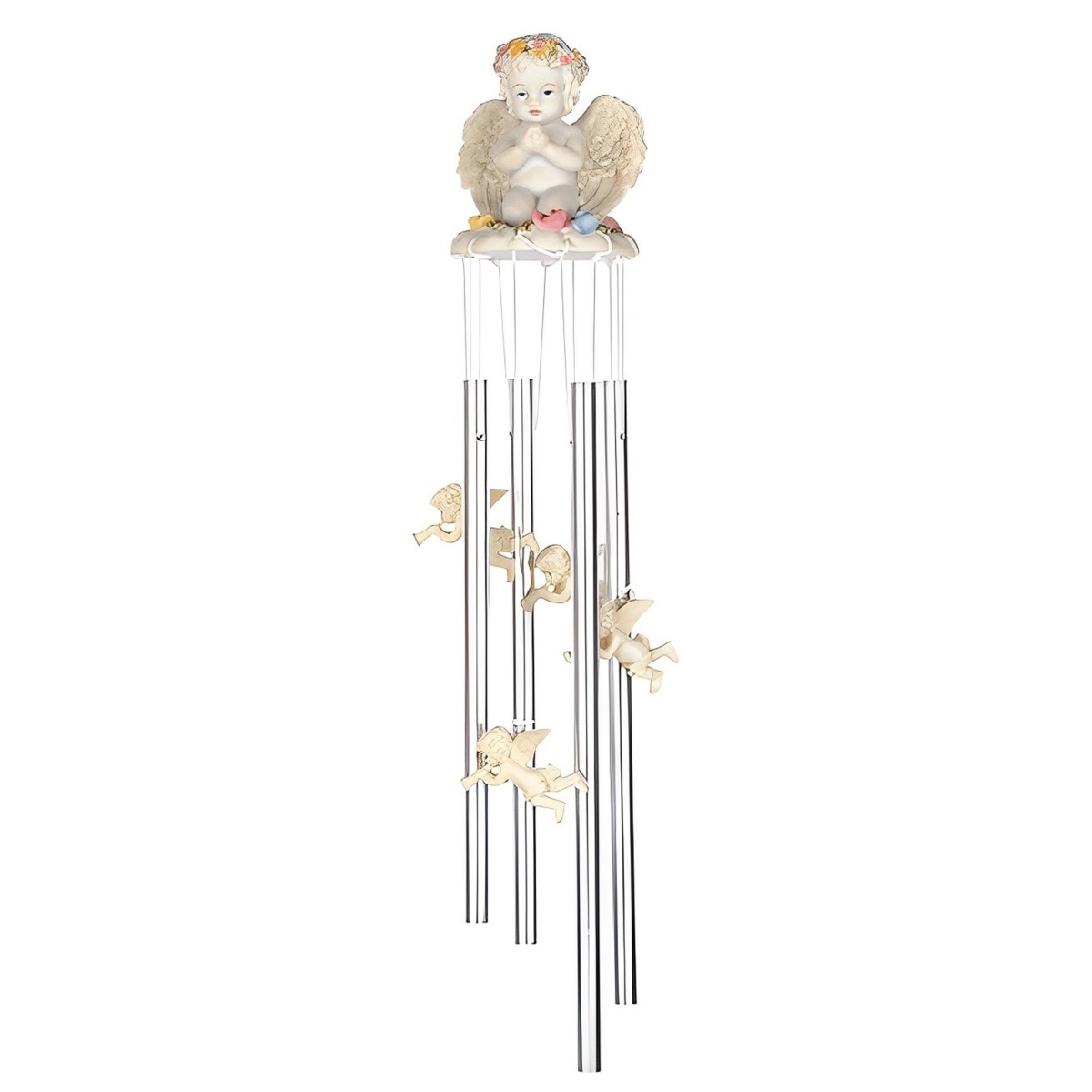 Fc Design Long Cherub Praying Round Top Wind Chime Home Decor Perfect Gift for House Warming, Holidays and Birthdays