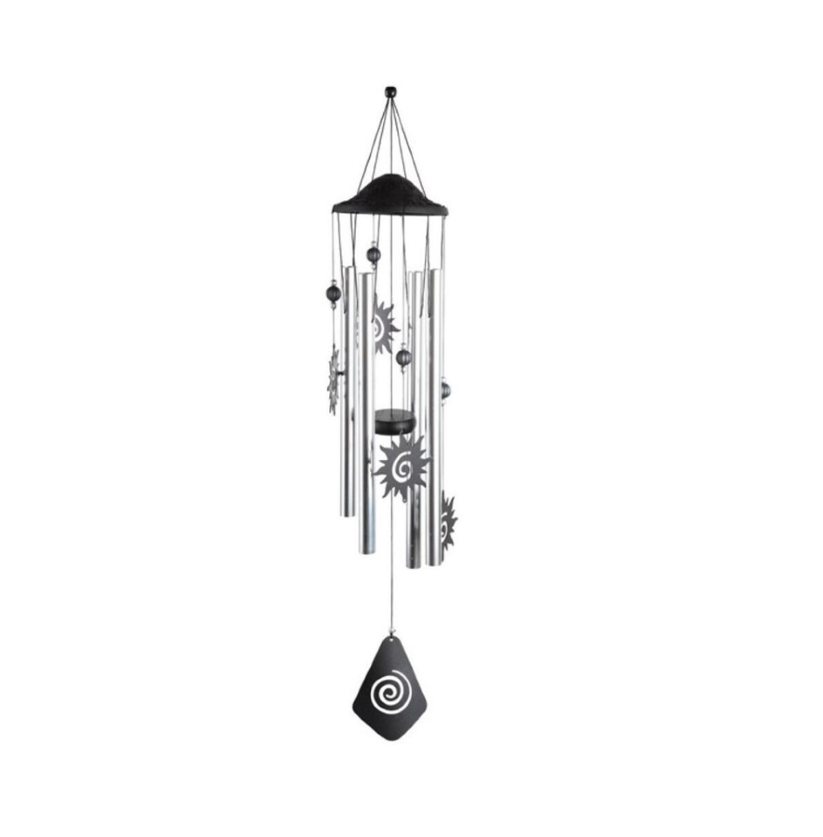 34" Long Chandelier Silhouette-Sun Wind Chime - Silver