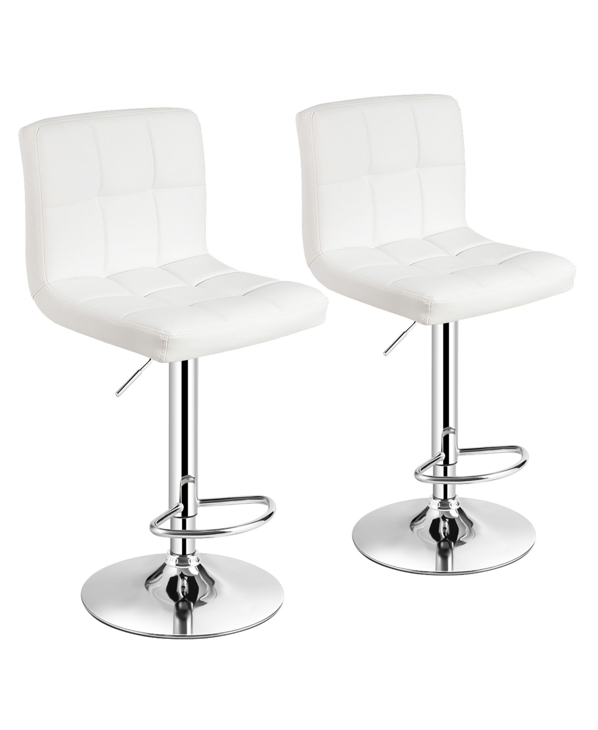 Set of 2 Bar Stools Pu Leather Adjustable Barstool Swivel