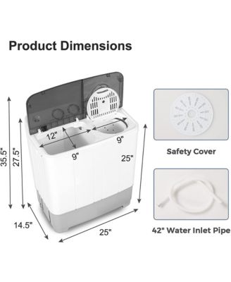 Portable Twin Tub Washing Machine Washer(13.2lbs) & Spinner (8.8lbs)