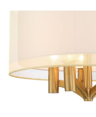 Caliari Modern Ceiling Light Semi Flush Mount Fixture 18" Wide Warm Brass Double Drum Shade for Bedroom Kitchen Hallway Bathroom