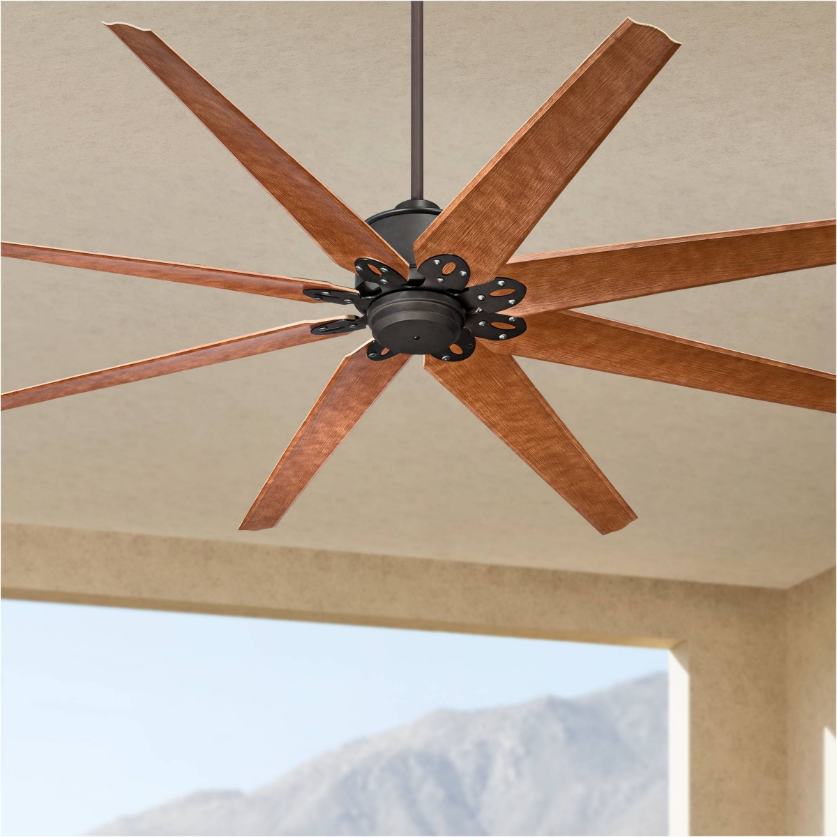 Casa Vieja 72" Predator Industrial Rustic Farmhouse Indoor Outdoor Ceiling Fan with Remote Control English Bronze Cherry Damp Rated for Patio Exterior