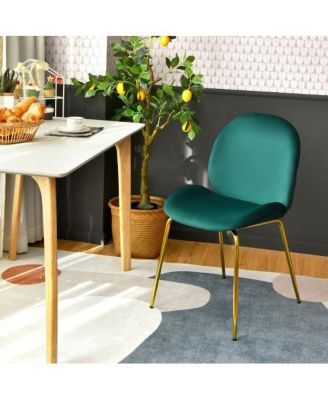 Set of 2 Velvet Accent Chairs with Gold Metal Legs