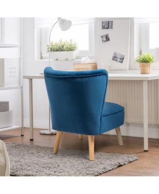 Modern Armless Velvet Accent Chair with Wood Legs