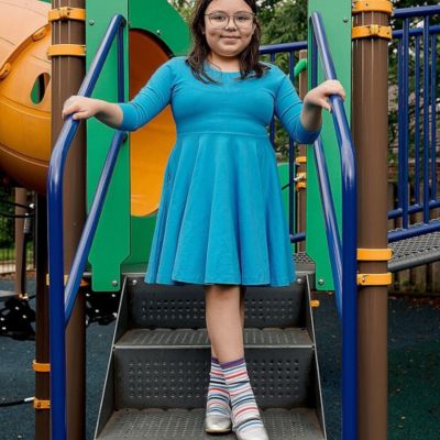 Girls Fair Trade Organic Cotton Solid 3/4 Sleeve Twirl Dress