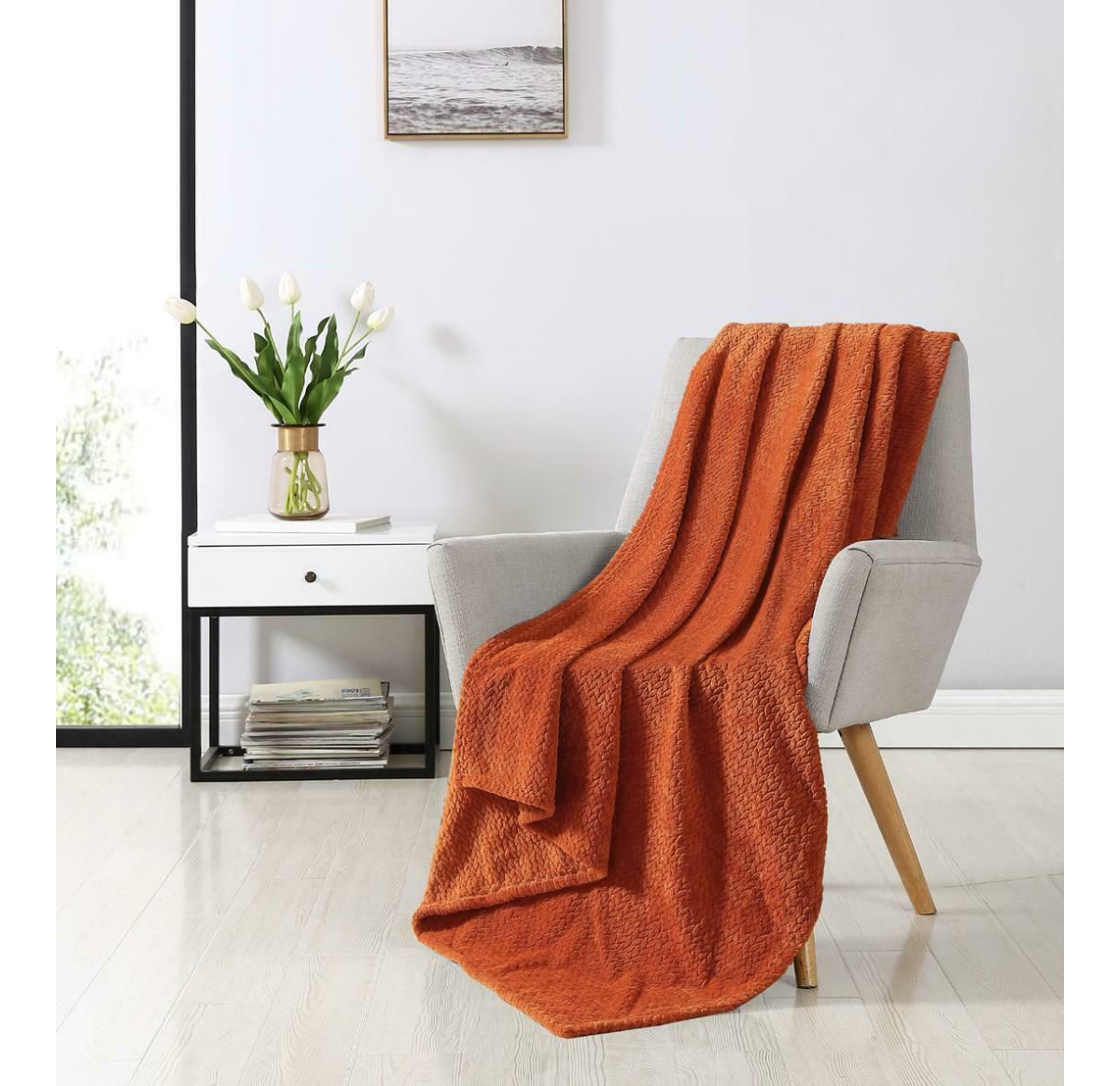 Kate Aurora Ultra Soft & Plush Herringbone Fleece Throw Blanket Covers