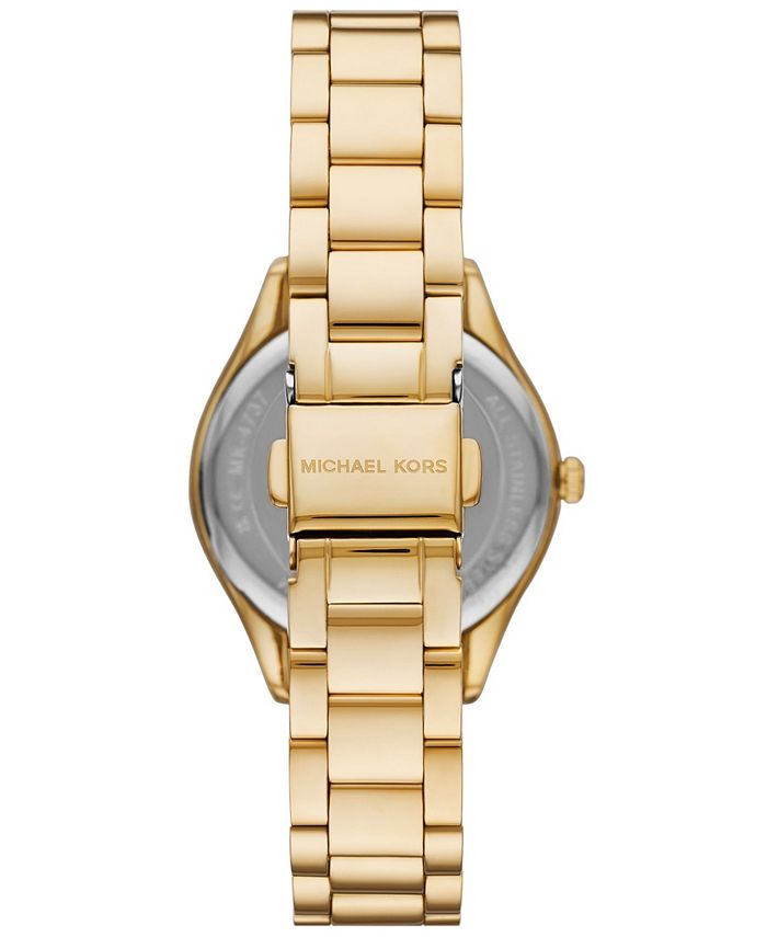 Michael Kors Women's Lauryn Three-Hand Gold-Tone Stainless Steel Watch ...