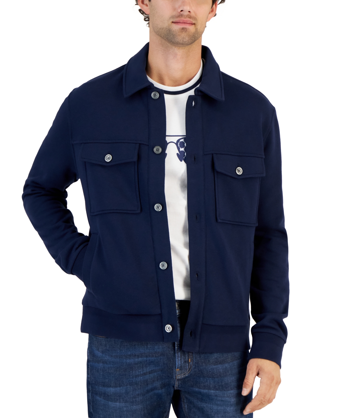 Michael Kors Men's Classic Fit Button-front Trucker Jacket In Midnight