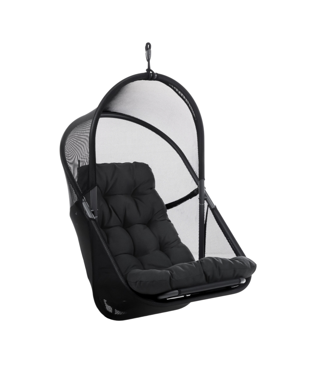 Furniture Of America 46" Mesh Foldable Swing Chair With Canopy High Back Cushion No Stand In Black