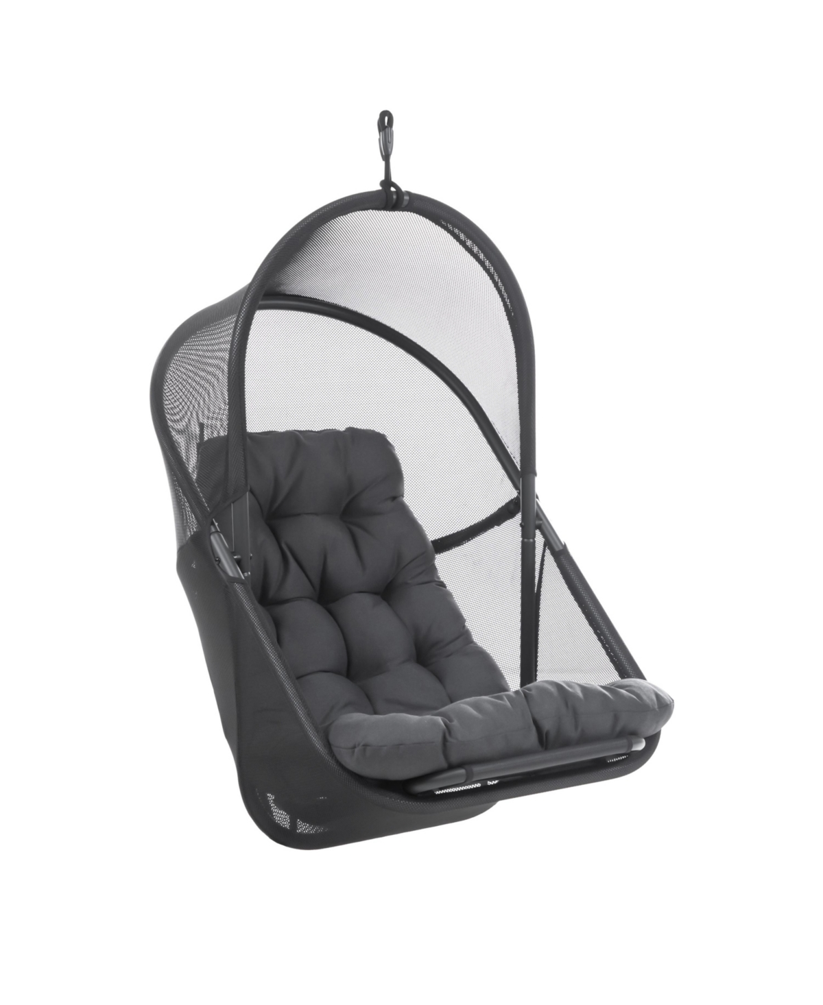 Furniture Of America 46" Mesh Foldable Swing Chair With Canopy High Back Cushion No Stand In Dark Gray