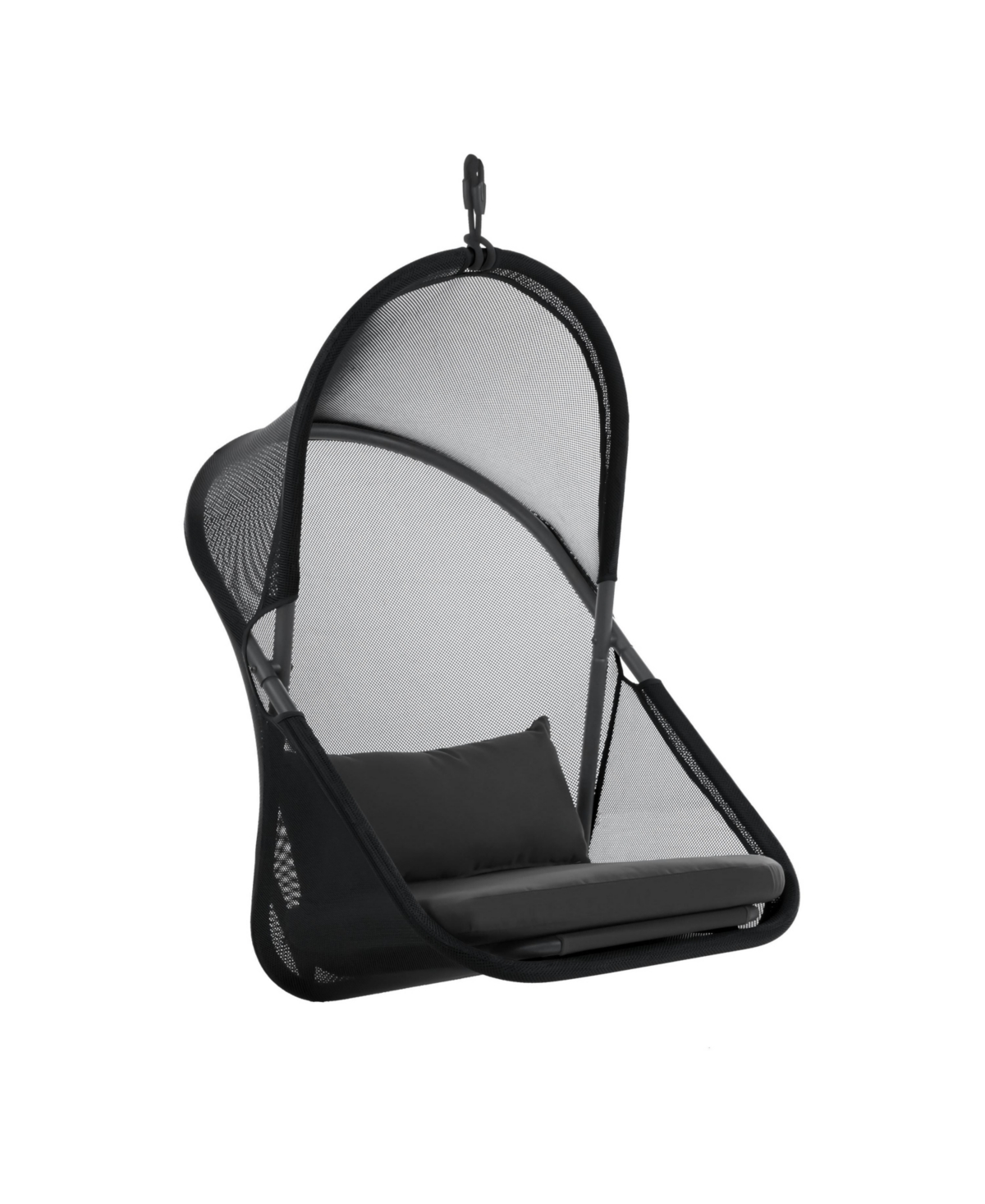 Furniture Of America 43.25" Mesh Foldable Swing Chair With Canopy Low Back Cushion No Stand In Black