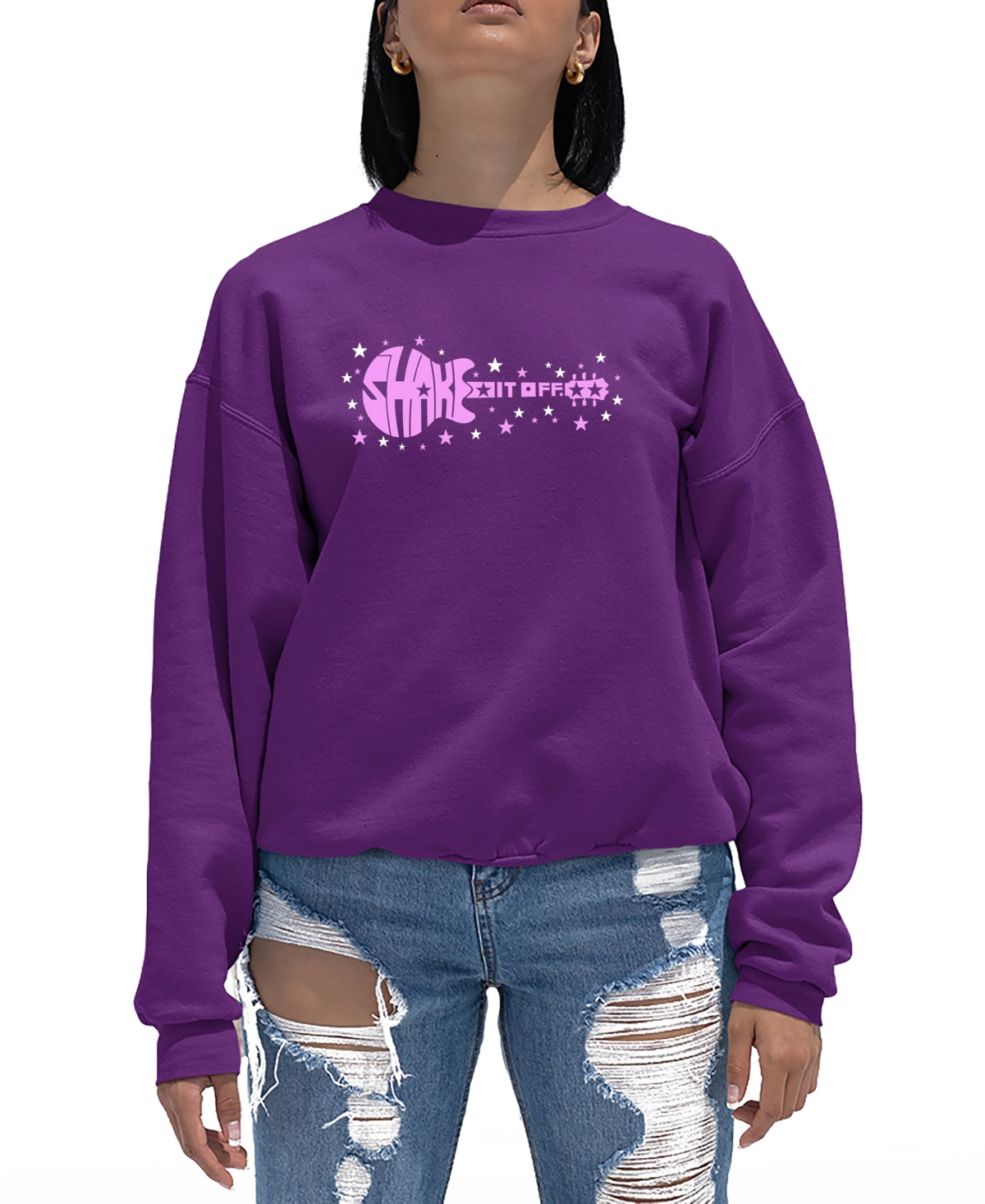 La Pop Art Women's Shake It Off Word Art Crewneck Sweatshirt