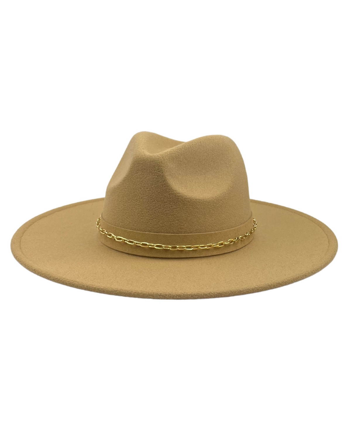 Chain Trim Wool Blend Panama Hat - Camel