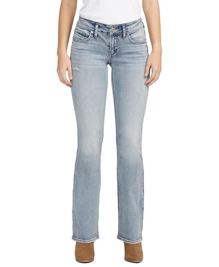 Silver Jeans Co. Women's Britt Low Rise Curvy Fit Slim Bootcut Jeans ...