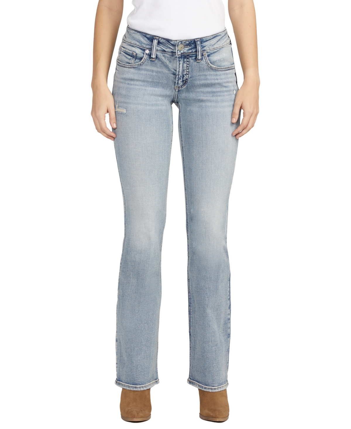 Shop Silver Jeans Co. Women's Britt Low Rise Curvy Fit Slim Bootcut Jeans In Indigo