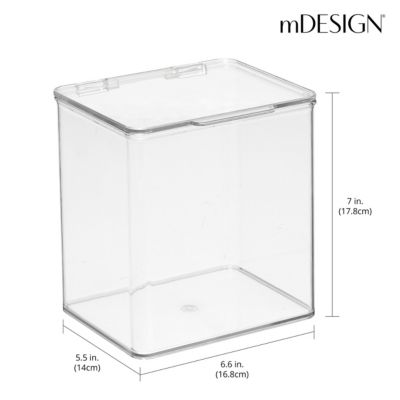 Plastic Bathroom Stacking Organizer Box with Hinged Lid, 8 Pack, Clear