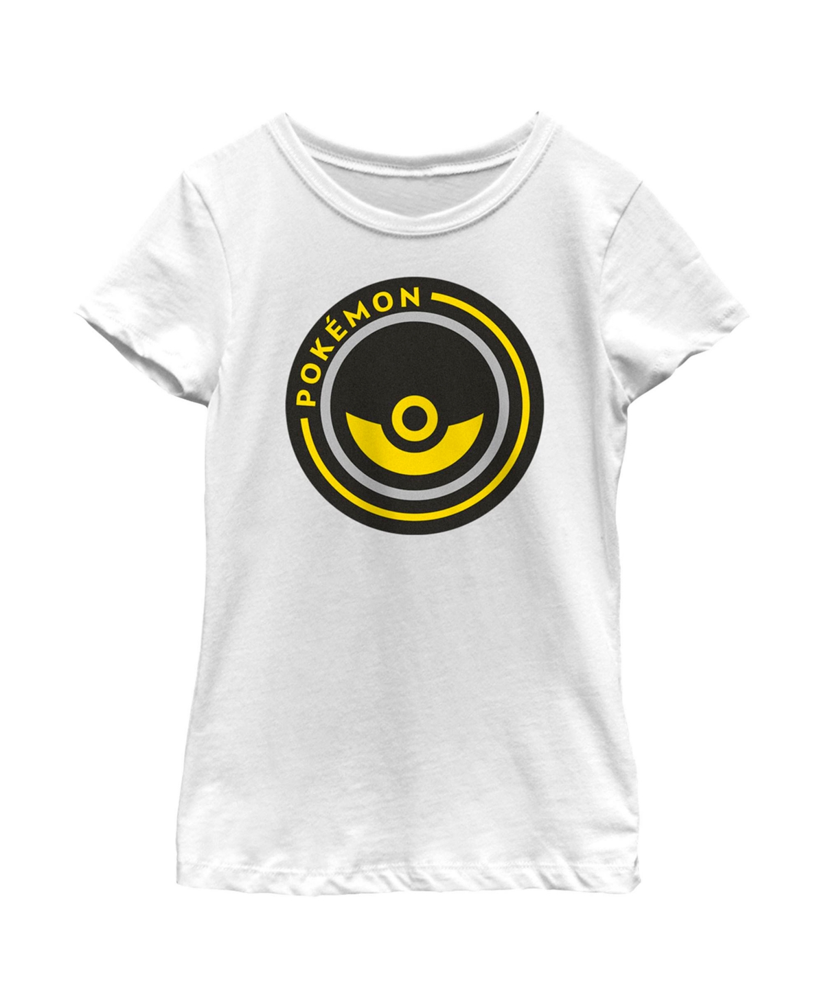 Nintendo Girl's Pokemon Pokeball Circle Badge Child T-shirt In White