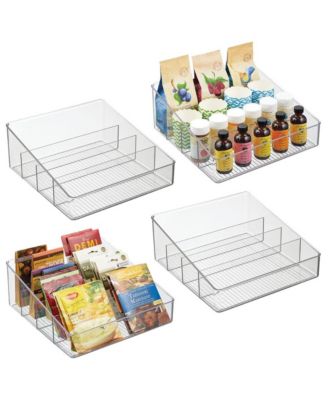 mDesign Plastic Food Packet Organizer Bin Caddy, 4 Sections - 4 Pack ...