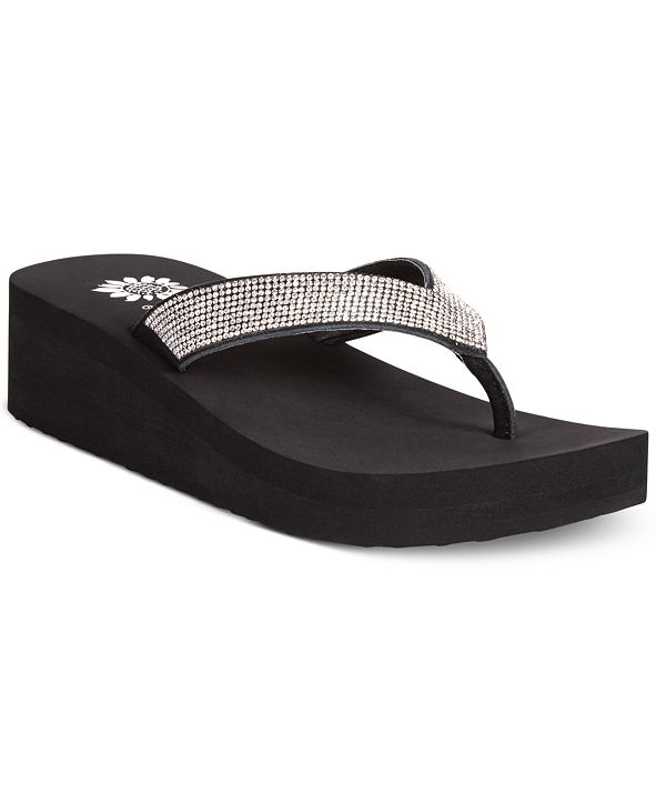 Yellow Box Cliff Rhinestone Wedge Thong Sandals & Reviews Sandals