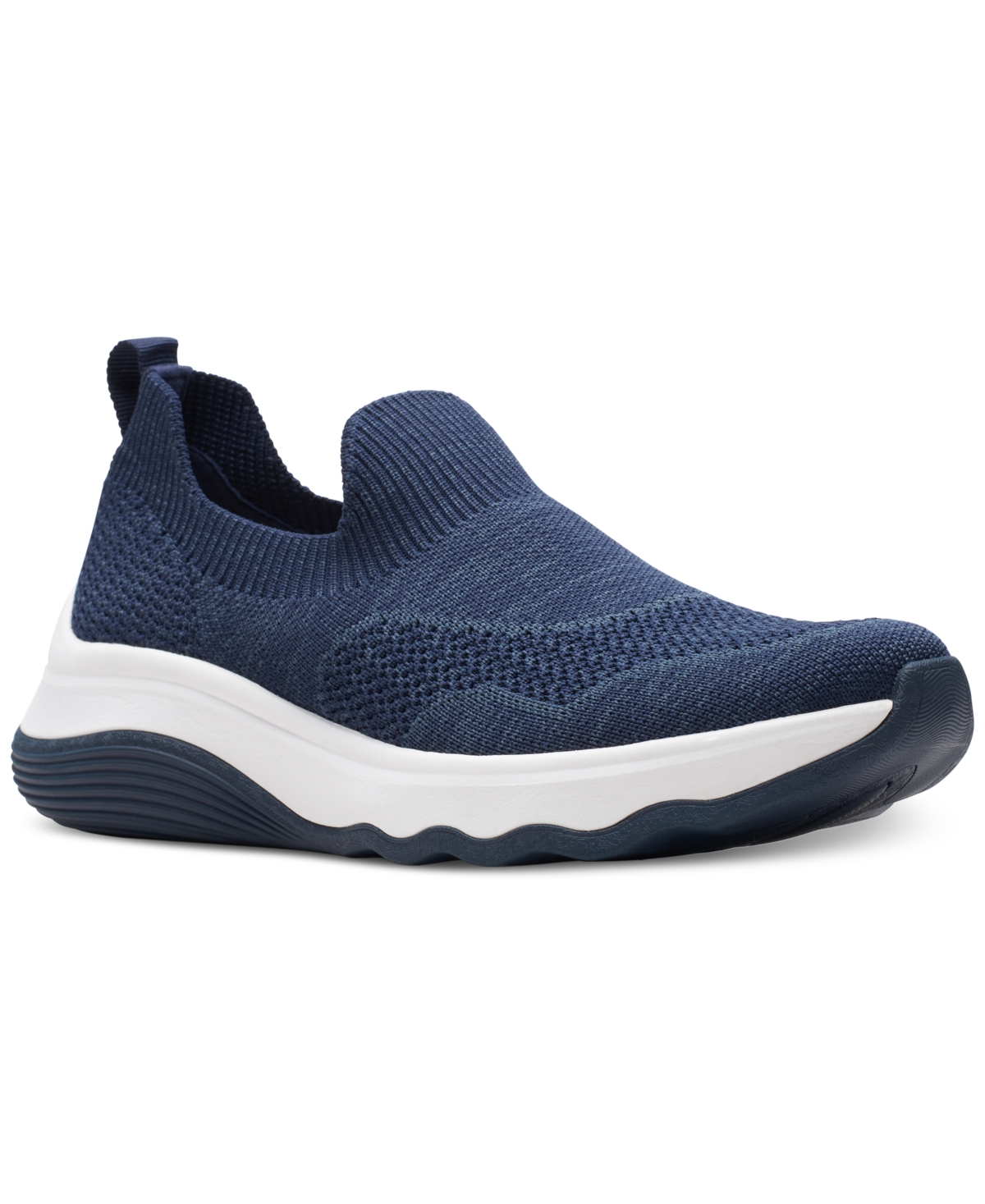 Clarks Women's Circuit Path Knit Slip-on Wedge Shoes In Navy Knit