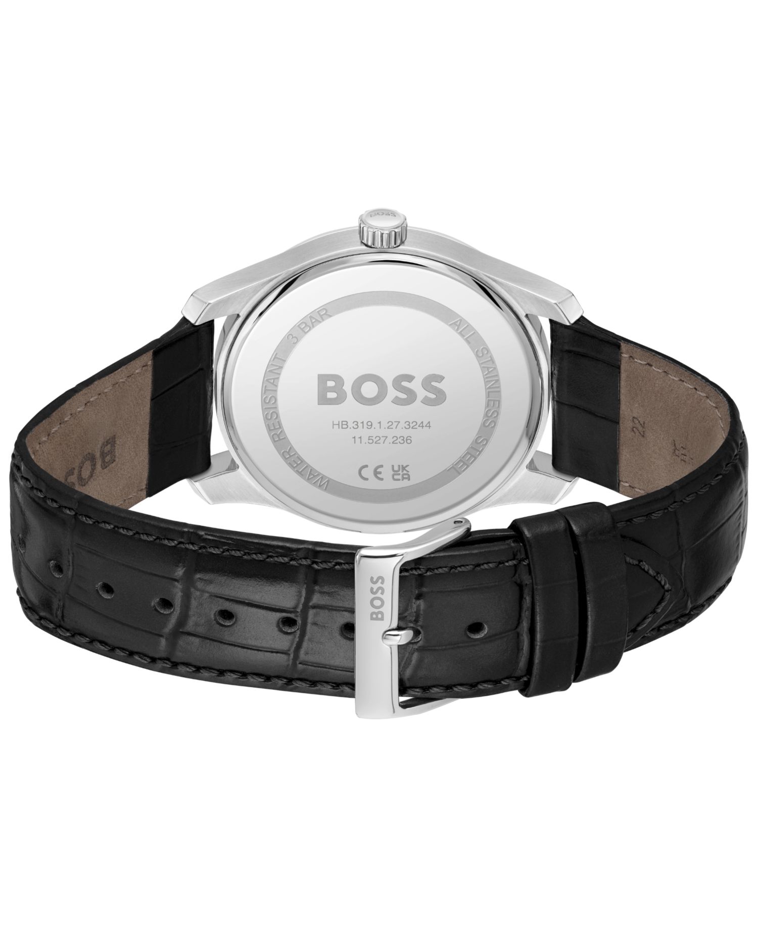 Men's Principle Quartz Basic Calendar Black Leather Watch 41mm