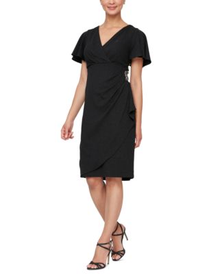 SL Fashions Women's Flutter-Sleeve Embellished Dress - Macy's