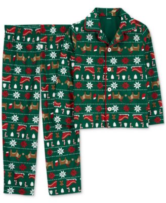 Carter's - Big Kids Fair Isle Fleece Button-Front Pajamas, 2 Piece Set