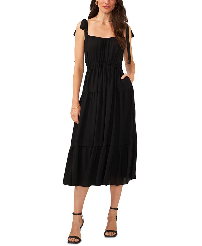 1.STATE Women's Tie-Shoulder Elastic-Waist Midi Dress - Macy's