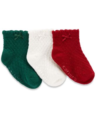 Carter's - Baby Girls Knit Solid-Color Socks, Pack of 3