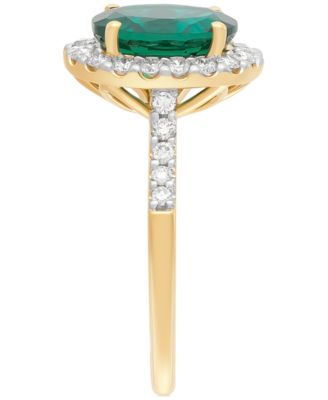 Lab Grown Emerald (2-5/8 ct. t.w.) & Lab Grown Diamond (1/2 ct. t.w.) Oval Halo Ring in 14k Gold