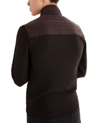 Men's Quilted Zip-Front Sweater Jacket