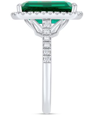 Lab Grown Emerald (6-1/2 ct. t.w.) & Lab Grown Diamond (1/2 ct. t.w.) Ring in 14k White Gold (Also available in Sapphire & Ruby)
