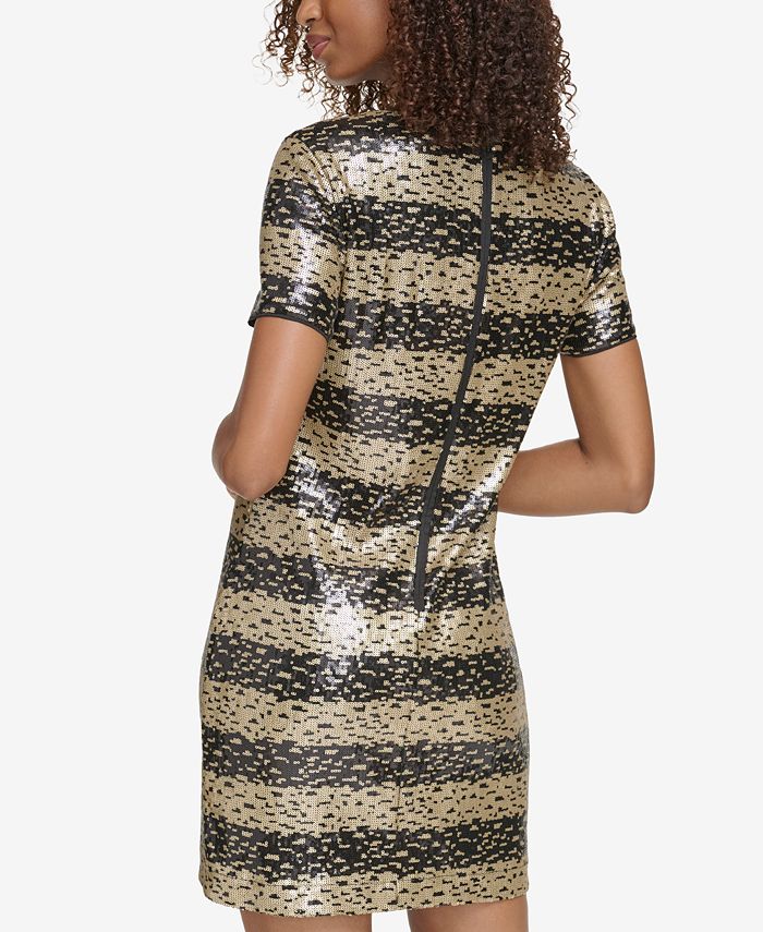Robe Cocktail BCBG Max Azria à Manches Courtes - Paillettes Marron - Taille XS - Neuf Avec étiquette