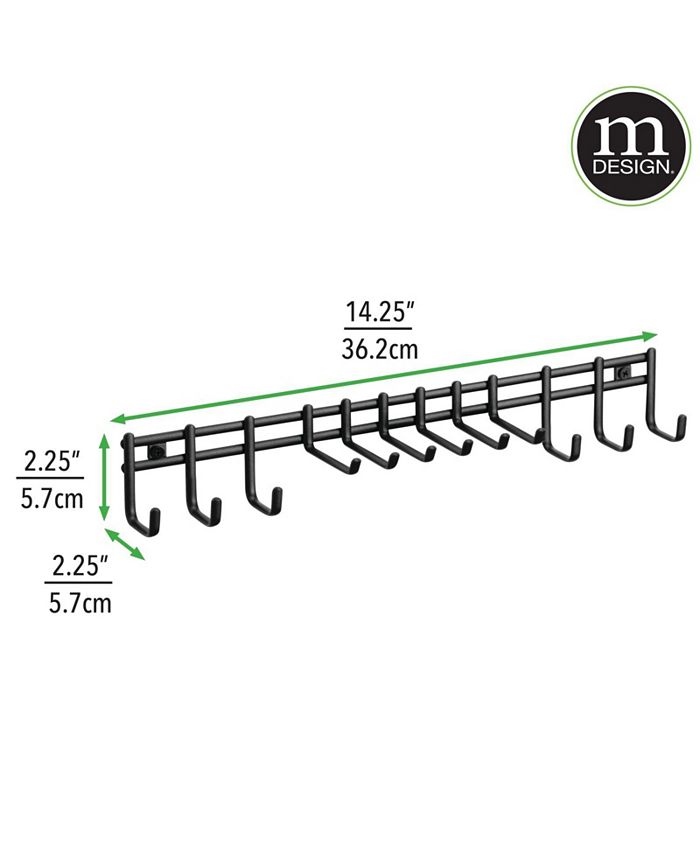 mDesign Metal Wall Mount Closet Accessory Organizer, 12 Hooks, 2 Pack