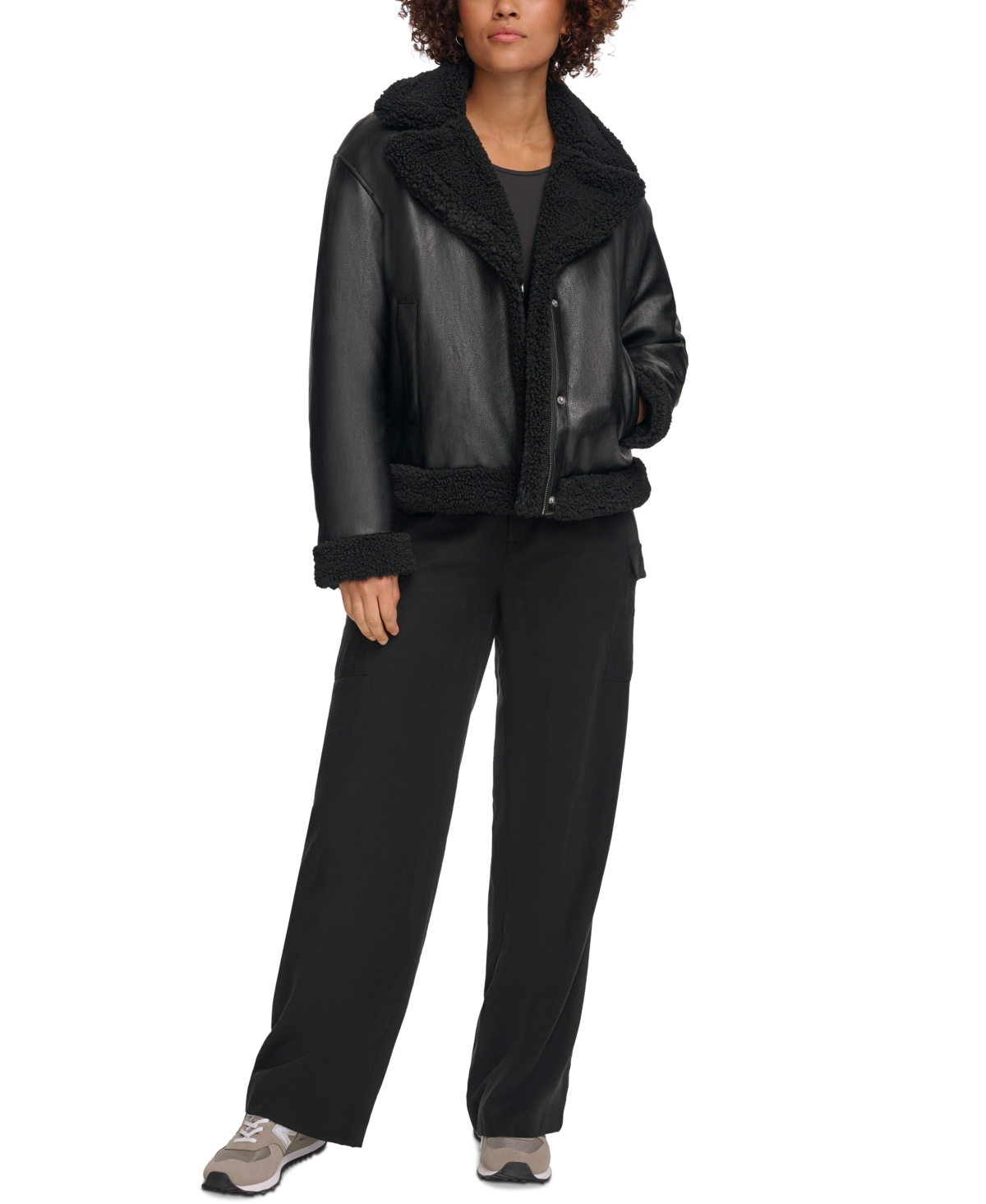 Levi's Women's Faux-Fur-Trimmed Faux-Leather Moto Jacket