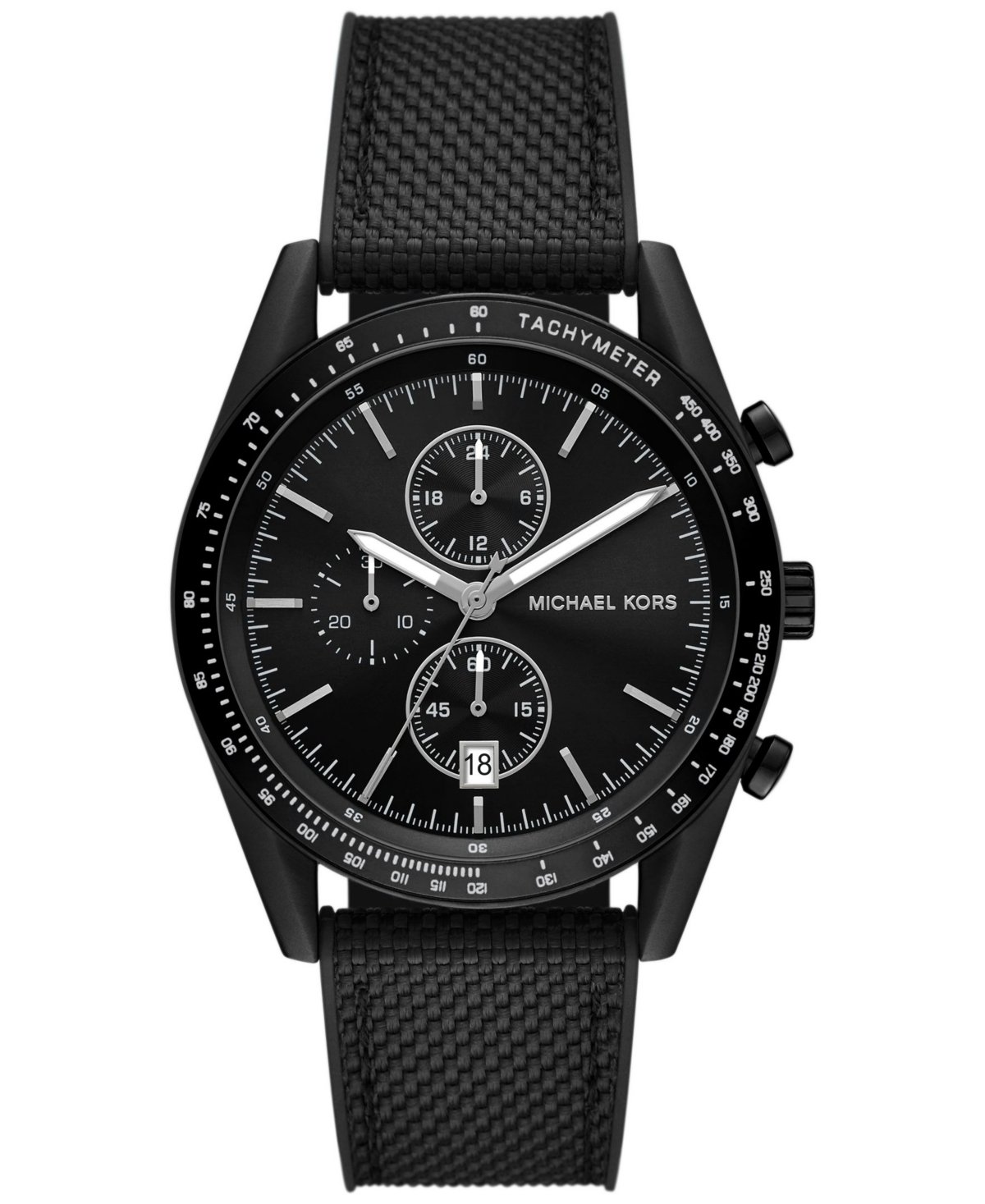 Michael Kors Men's Accelerator Black Stainless Steel & Canvas Chronograph Watch