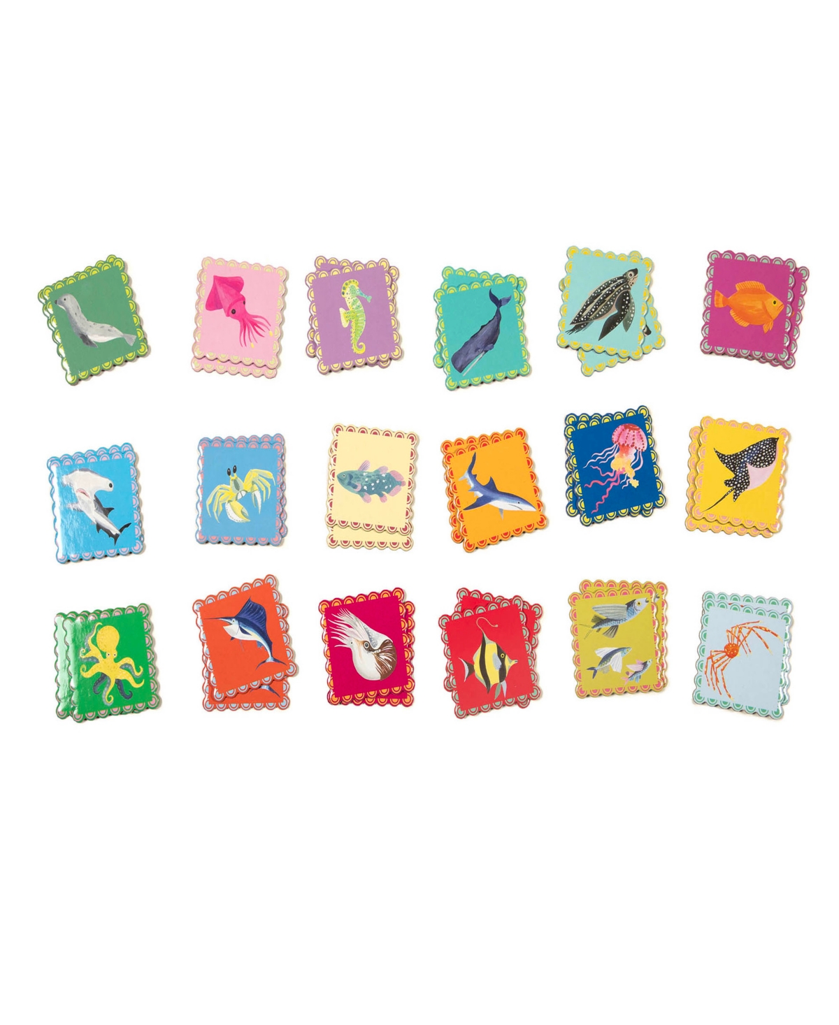 Eeboo Sea Little Square Memory Game In Multi
