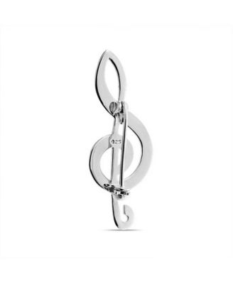 Large Classic Musical Treble G Clef Note Brooch Pin Musician Teacher Student Sterling Silver