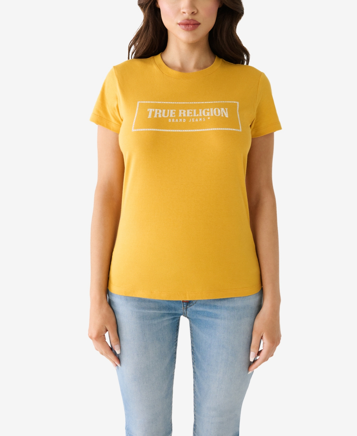 Women's Short Sleeve Crystal Box Arch Logo T-shirt - Mineral Yellow