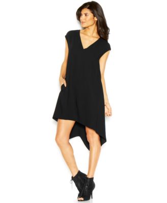 macy's black high low dress