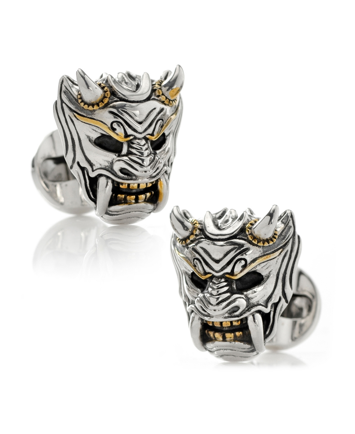 Ox & Bull Trading Co. Men's Samurai Mask Cufflinks In Silver