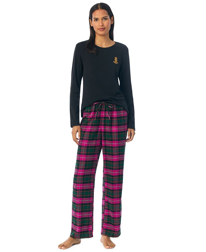 Lauren Ralph Lauren Women's 2-Pc. Knit-Top Long-Pant Pajamas Set - Macy's