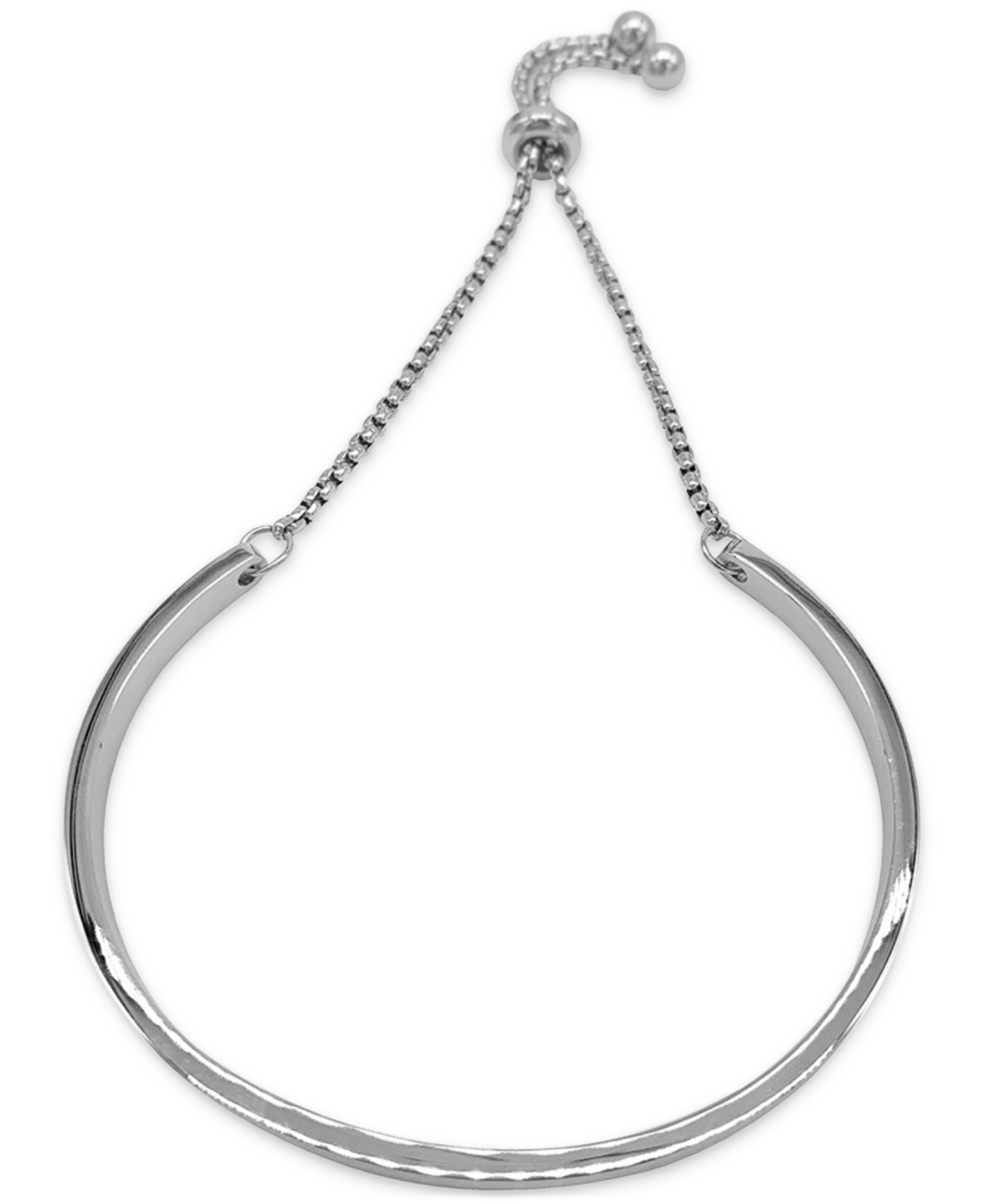 Shop Adornia Tarnish Resistant Curved Bar Slider Bracelet In Silver