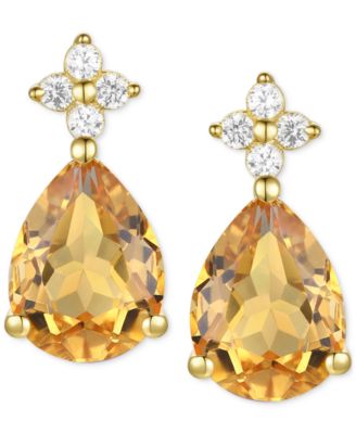 Morganite (1-3/4 ct. t.w.) & Lab-Grown White Sapphire (1/8 ct. t.w.) Pear Stud Earrings in 14k Gold-Plated Sterling Silver (Also in Additional Gemstones)