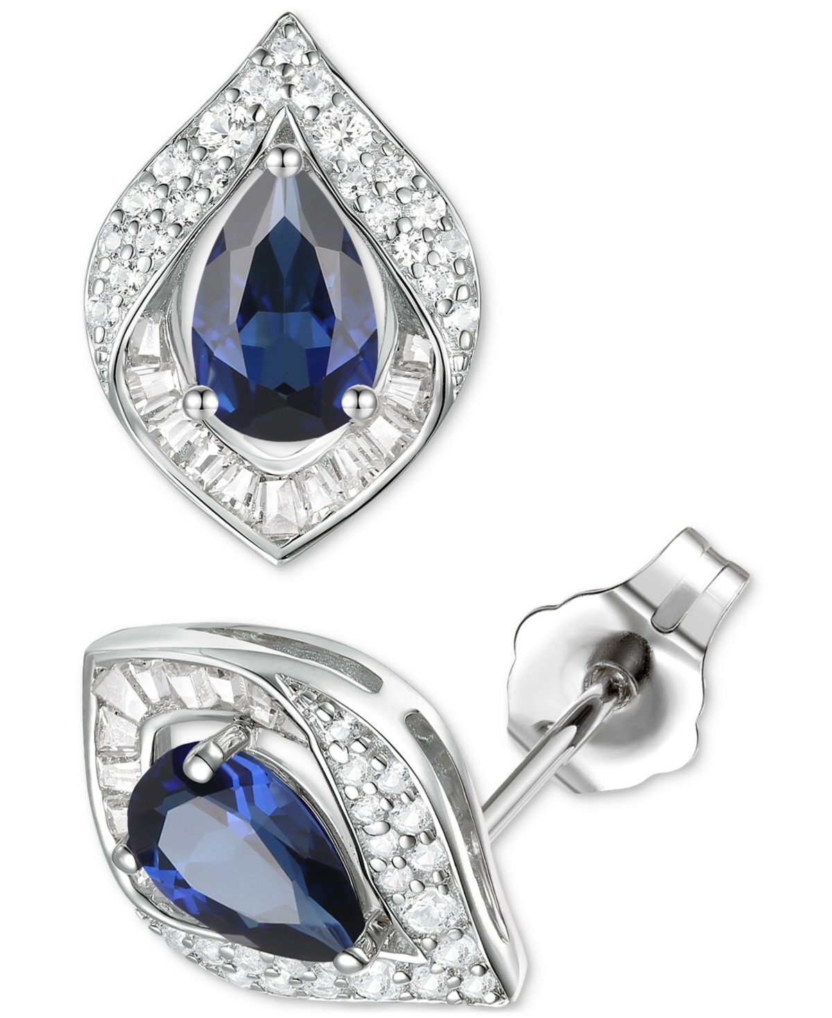 Macy's Amethyst (1-7/8 Ct. T.w.) & Lab-grown White Sapphire (1/5 Ct. T.w.) Pear Halo Stud Earrings In Sterl
